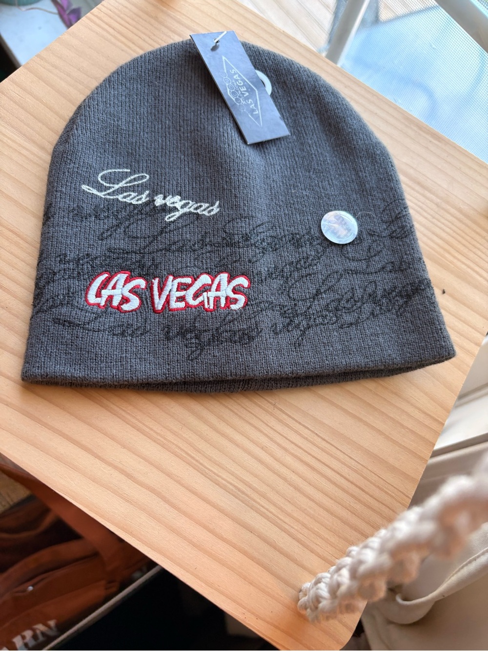 Unbranded Gray 'Las Vegas' Embroidered Knit winter hat